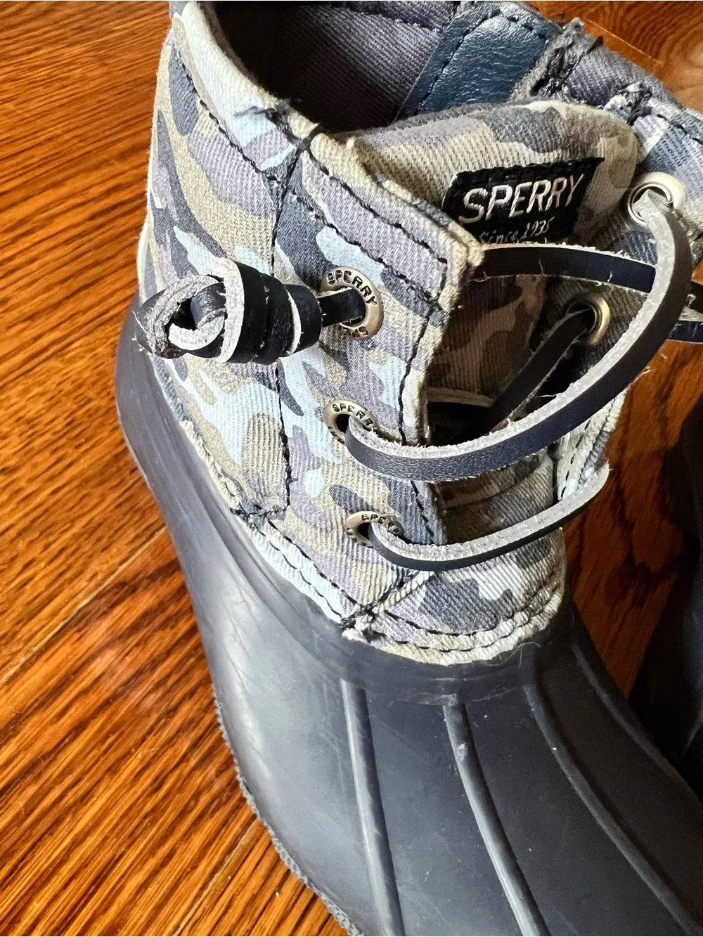 Sperry Toddler Dark Navy Blue Camo Duck Boots Unisex
